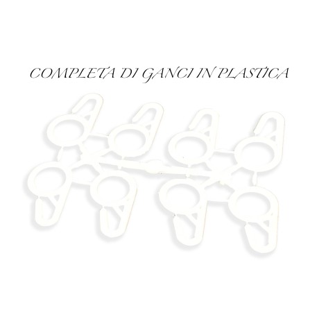 CORTINA DE MALLA CON MOSQUITERA DE DIAMANTE PARA EXTERIOR PLOMO ANCHO Cm. 200 BLANCO LISO