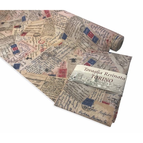 STAIN-RESISTANT RESIN-COATED TABLECLOTH TURIN POSTAL PAPER