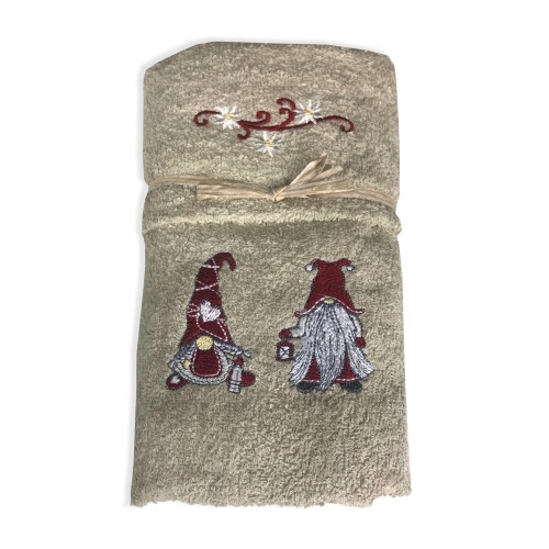 SET Towels TIROLO Tyrolean ELFI ELFO dove grey in pure cotton