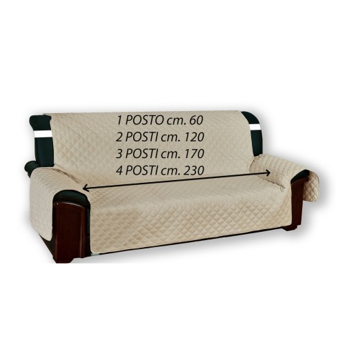 Gesteppter Sofabezug Vivy Beige Ecru - Sofaschutz mit Armlehnen - Waschbares Polyester, rutschfest