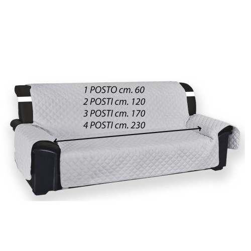 Funda de Sofá Acolchada Vivy Gris Perla - Protector de Sofá con Reposabrazos - Poliéster Lavable, Antideslizante