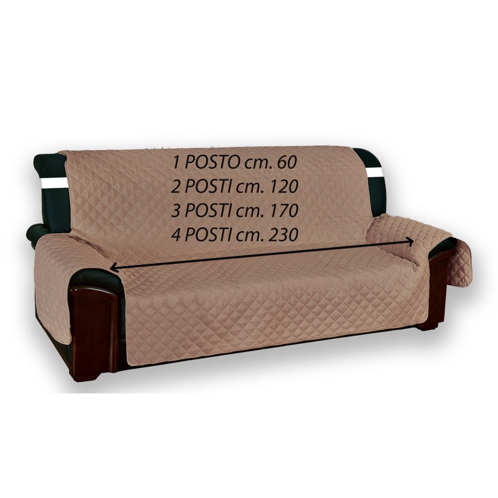 Funda de sofá acolchada Vivy Taupe - Protector de sofá con reposabrazos - Poliéster lavable, antideslizante