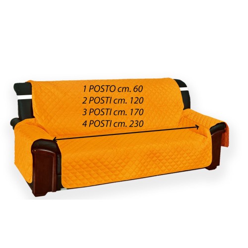 ORANGEFARBENER SOFABEZUG SOFASCHONER VIVY GESTEPPTES, GLATTES ORANGEFARBENES OBERTEIL