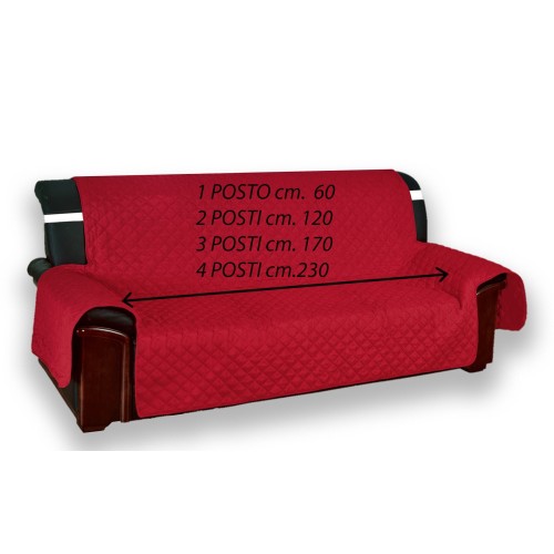 Funda de Sofá Acolchada Vivy Rojo Burdeos - Protector de Sofá con Reposabrazos - Poliéster Lavable, Antideslizante