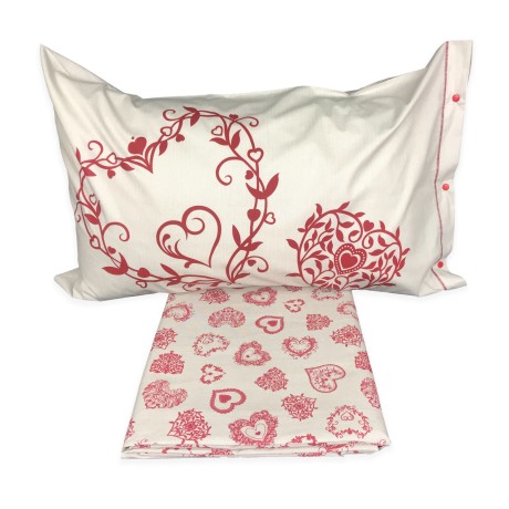 TYROLEAN Miros duvet cover red heart with decorative pillowcase