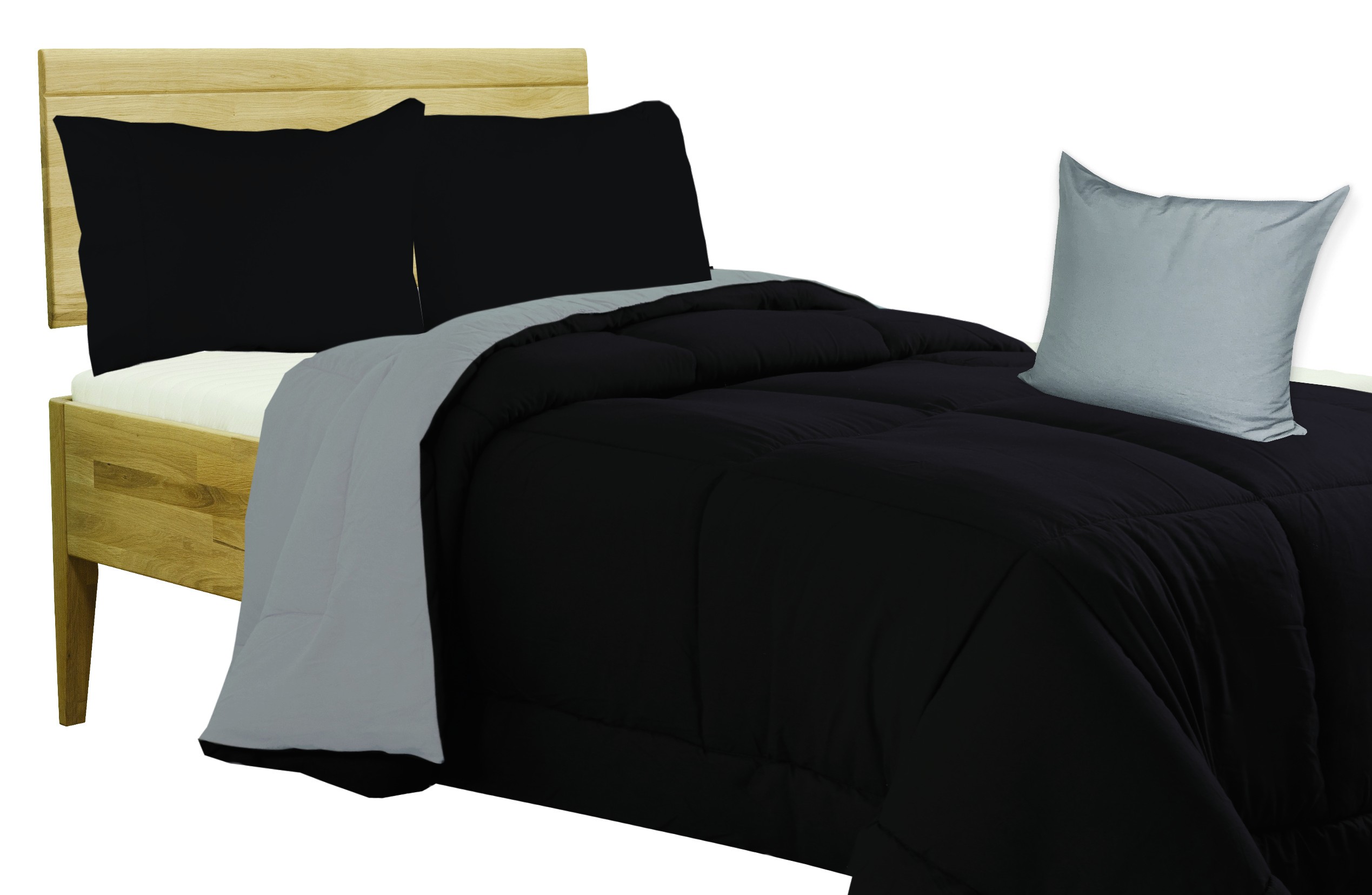 per tutte le stagioni 135 x 200 cm alternativa alla piuma Nero/Grigio Scuro Linenspa Trapunta ipoallergenica in microfibra 