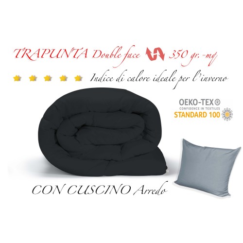 QUILT NR DUVET SOLID COLOR BLACK - GRAY double-sided WINTER 350 GR.