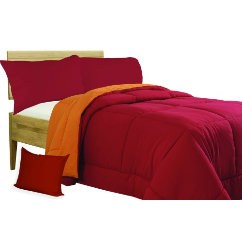 QUILT BX duvet SOLID COLOR BURGUNDY - ORANGE double face WINTER 350 GR. WITH FURNITURE PILLOWCASE