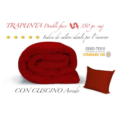 EDREDÓN NÓRDICO COLOR LISO BURDEOS - NARANJA doble cara INVIERNO 350 GR.