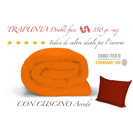 EDREDÓN NÓRDICO COLOR LISO BURDEOS - NARANJA doble cara INVIERNO 350 GR.