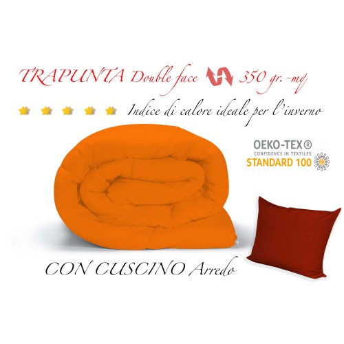 BETTDECKE EINFARBIG BURGUND - ORANGE doppelseitig WINTER 350 GR.