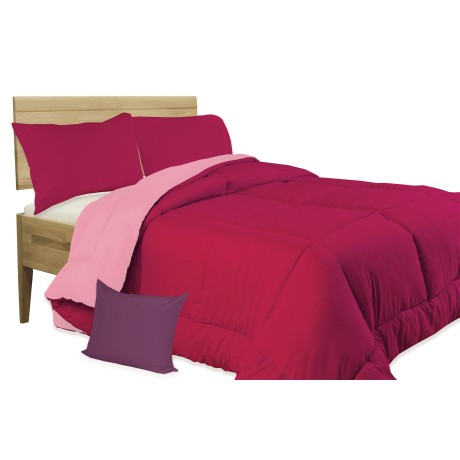 QUILT FX DUVET SOLID COLOR FUCHSIA - PINK double face WINTER 350 GR. WITH FURNITURE PILLOWCASE