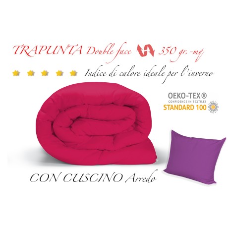 QUILT FX DUVET SOLID COLOR FUCHSIA - PINK double face WINTER 350 GR. WITH FURNITURE PILLOWCASE