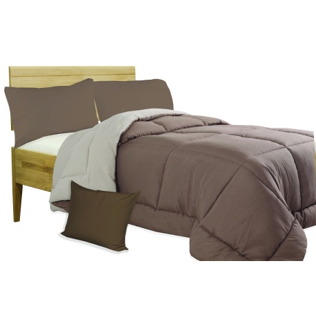 EDREDÓN MR EDREDÓN LISO CREMA - MARRÓN doble cara INVIERNO 350 GR. CON MUEBLE FUNDA DE ALMOHADA