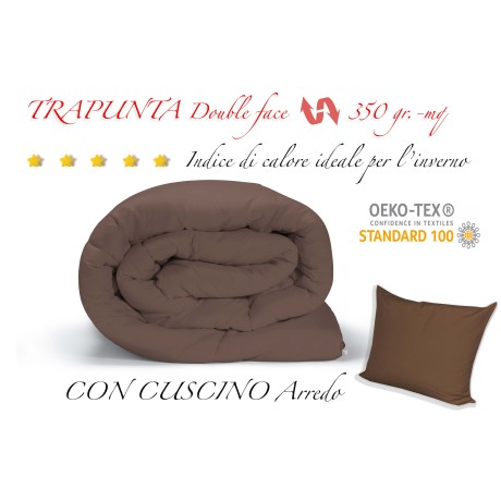 EDREDÓN MR EDREDÓN LISO CREMA - MARRÓN doble cara INVIERNO 350 GR. CON MUEBLE FUNDA DE ALMOHADA