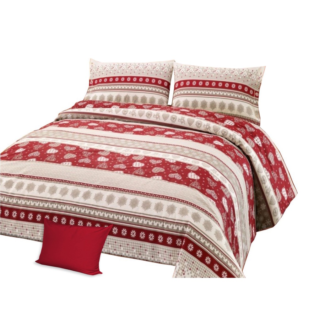 Funda nórdica tirolina dis. CORVARA MONTAGNA en puro algodón Made in Italy