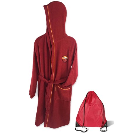 ORIGINAL A.S. ROMA BABY BOY BATHROBE IN MICROSPONGE WITH POOL BACKPACK