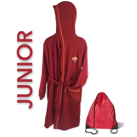 ORIGINAL A.S. ROMA BABY BOY BATHROBE IN MICROSPONGE WITH POOL BACKPACK