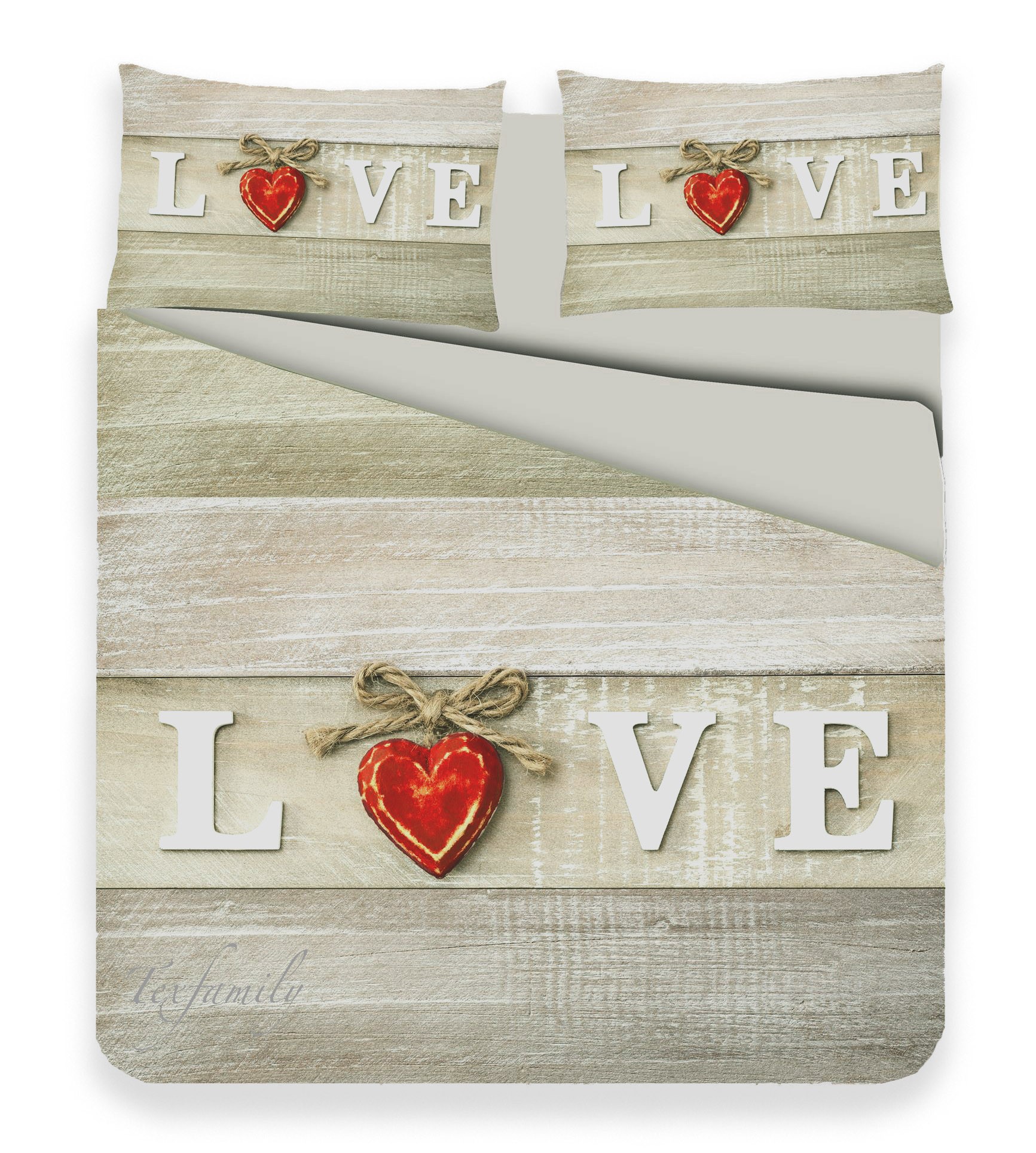 Housse de couette shabby chic conçu avec un cœur doux en microfibre