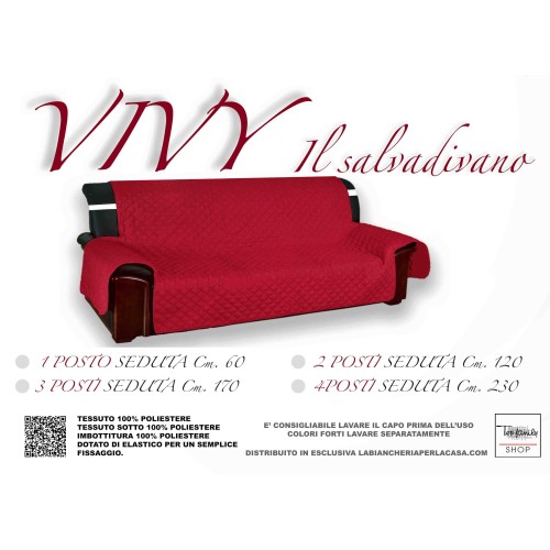 COPRIDIVANO BX SALVADIVANO VIVY TRAPUNTATO PIANO LISCIO ROSSO-BORDEAUX