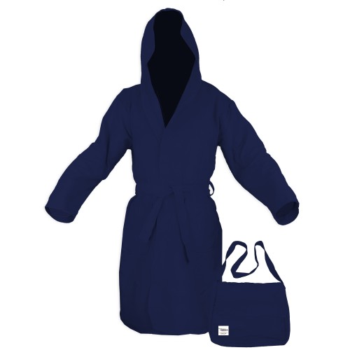PODDY TECHNICAL BATHROBE IN MICROFIBER dark blue