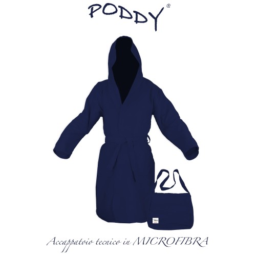 DARK BLUE MICROFIBER PODDY TECHNICAL BATHROBE