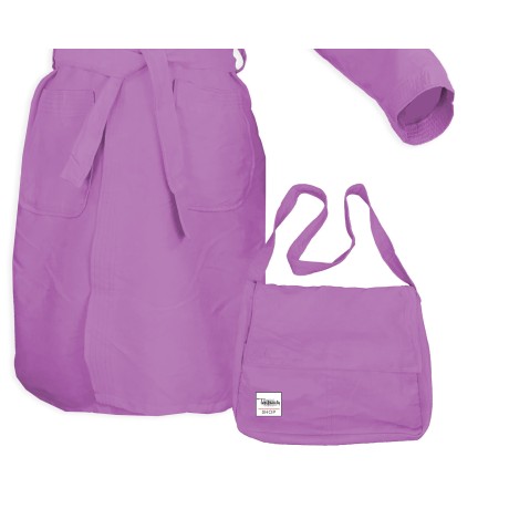 TECHNICAL PODDY BATHROBE IN LILAC MICROFIBER