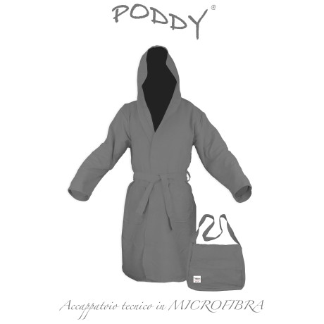 PODDY TECHNICAL BATHROBE IN GREY MICROFIBRE