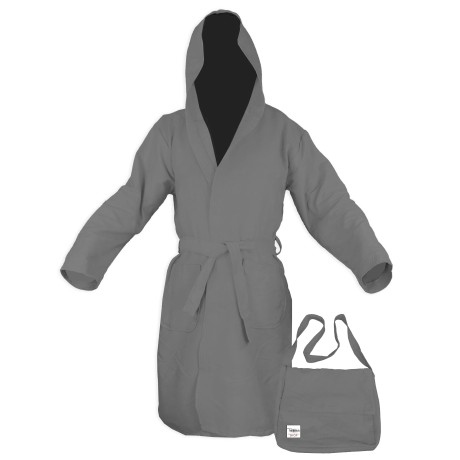 PODDY TECHNICAL BATHROBE IN GREY MICROFIBRE