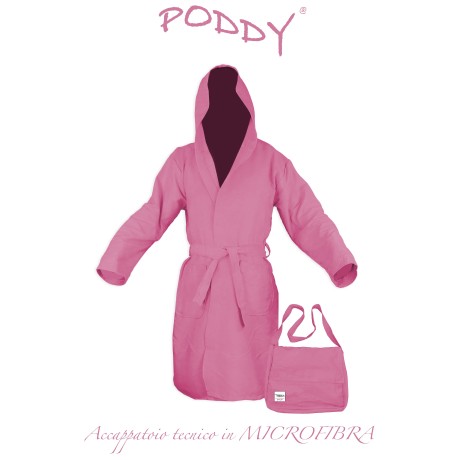 TECHNISCHER BADEMANTEL PODDY AUS ROSA MIKROFASER