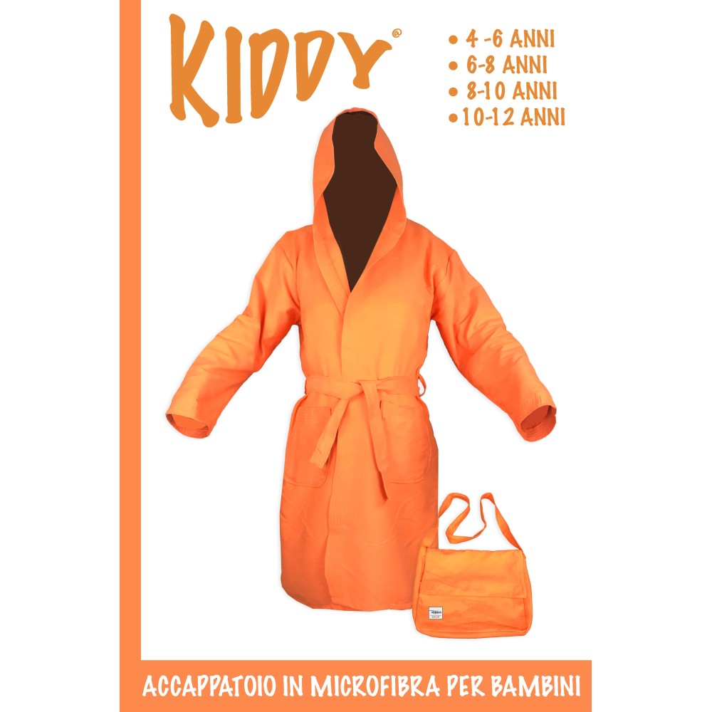 KIDDY BOY'S TECHNICAL BADEMANTEL Kind BOY IN ORANGE Mikrofaser