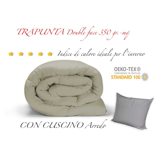 QUILT GR DUVET SOLID COLOR GRAY double face WINTER 350 GR. WITH FURNITURE PILLOWCASE