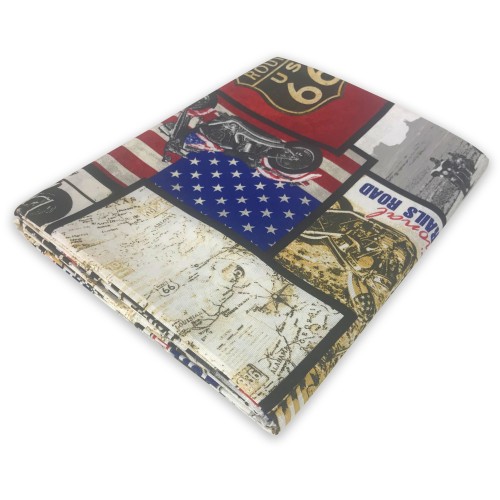 TELO ARREDO COPRITUTTO GRAN FOULARD copriletto COPRIDIVANO tessuto LONETA AMERICA U.S. ROUTE 66 NEW