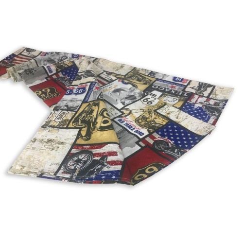 HANDTUCH COPRITUTTO GRAN FOULARD TAGESDECKE SOFABEZUG LONETA STOFF U.S. ROUTE 66 NEU