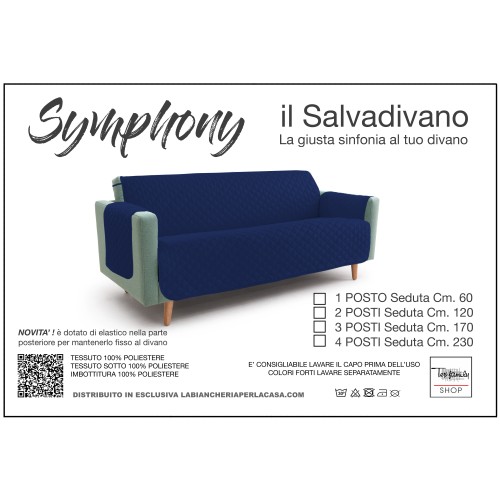 NOUVEAU Couverture de canapé BL SALVADIVANO SYMPHONIE MATELASSÉ BLEU