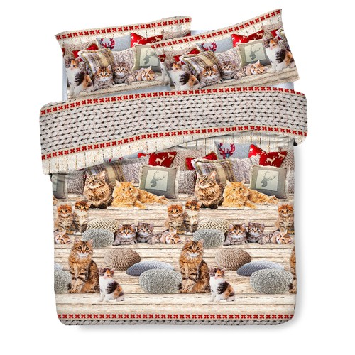 DUVET COVER CAT CUSHIONS in Pure Cotton
