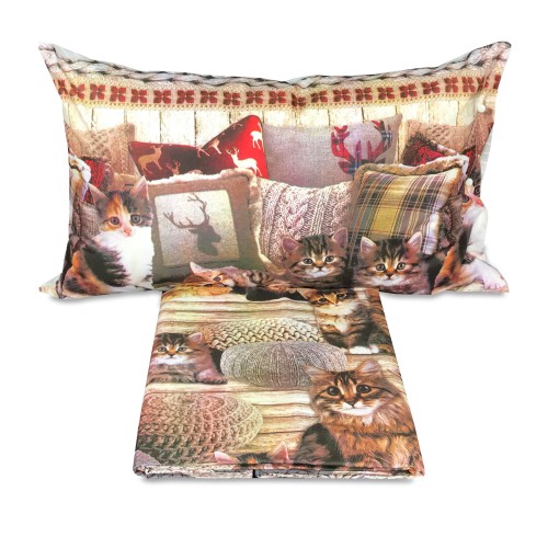 HOUSSE DE COUETTE CAT Oreillers en pur coton