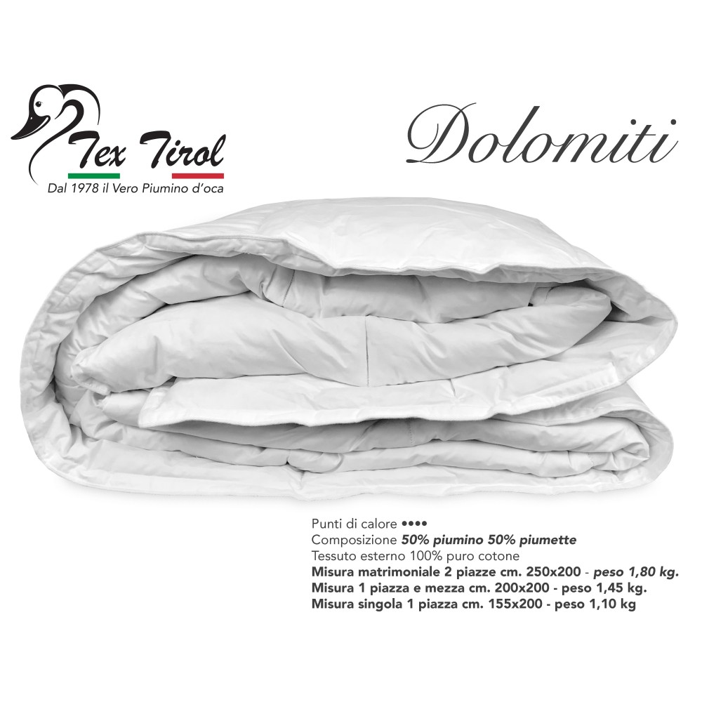 DUVET D'OIE TEX TIROL © DOLOMITI 50% DUVET D'OIE / 50% PLUMES D'OIE