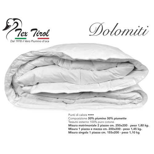 DUVET D'OIE TEX TIROL © DOLOMITI 50% DUVET D'OIE / 50% PLUMES D'OIE