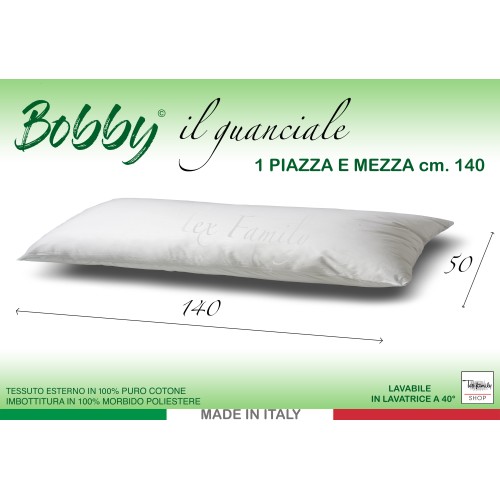 COJÍN CAMA BOBBY PILLOW 1 QUEEN SIZE Y MEDIO de largo cm. 140 MIS. CM. 50 X 140