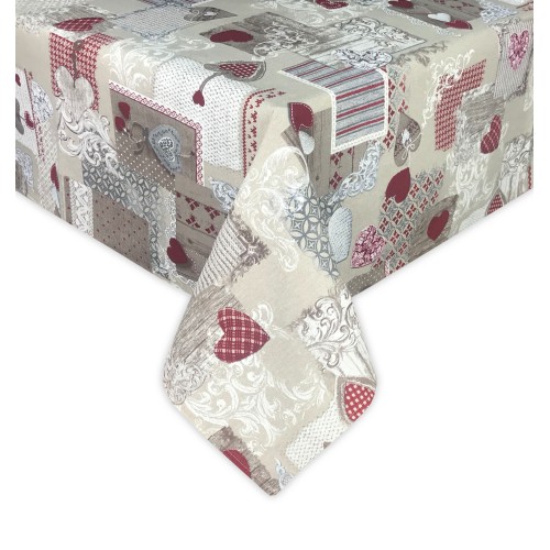 TYROLEAN DORY TABLECLOTH RED MARGOT HEART in cotton