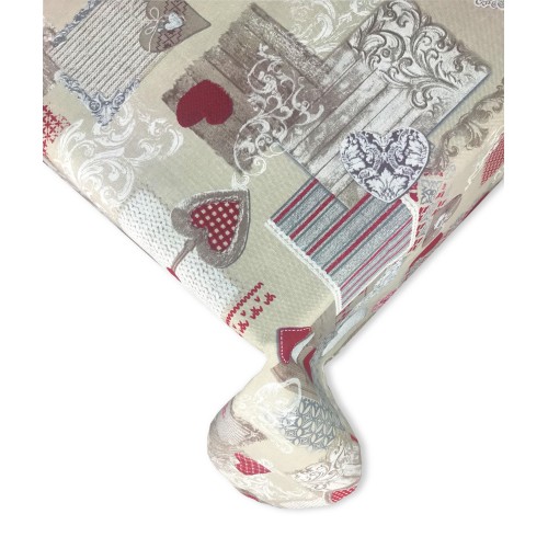TYROLEAN DORY TABLECLOTH RED MARGOT HEART in cotton