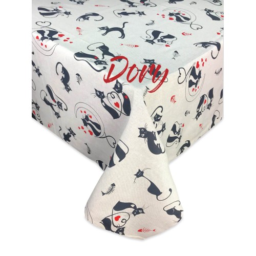 NAPPE DORY GATTI CAT DESIGN COTON NOIR