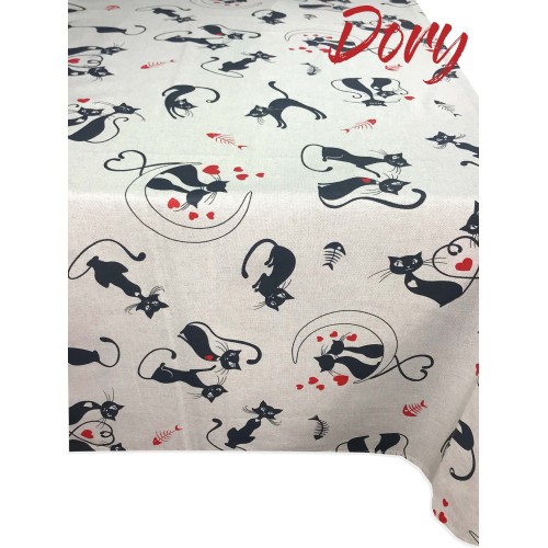 NAPPE DORY GATTI CAT DESIGN COTON NOIR