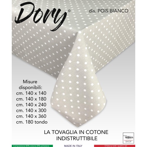 MANTEL DORY LUNARES BLANCOS diseño en algodón