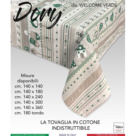 TOVAGLIA DORY TIROLESE CUORE WELCOME VERDE