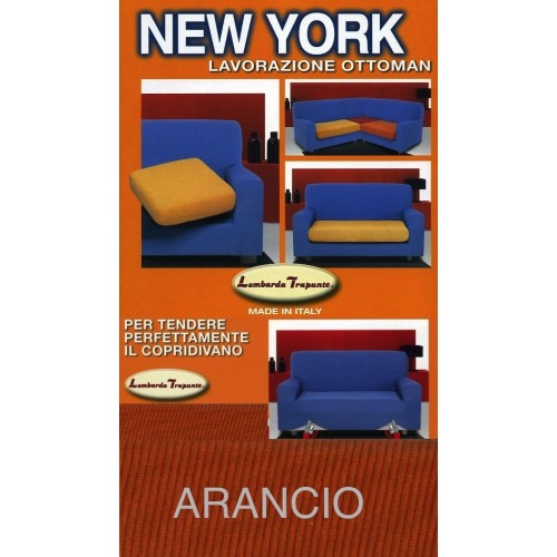 New York Orange Funda de Sofá Elástica, Antiarañazos, para Sofás con Reposabrazos, Funda de Sofá Universal, Made in Italy
