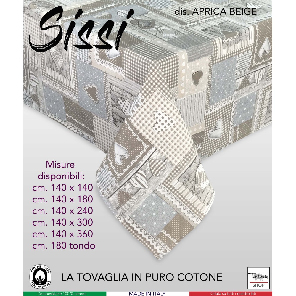 TOVAGLIA SISSI in cotone APRICA BEIGE in cotone