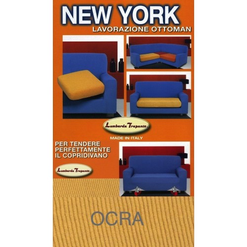 Copridivano New York Ocra Elasticizzato, Antigraffio, per Divani con Braccioli, Telo Divano Universale, Made in Italy