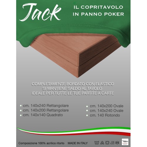 COPRITAVOLO Panno GIOCO Carte POKER JACK Verde PROTEGGI TAVOLO ritorto QUALITÀ EXTRA